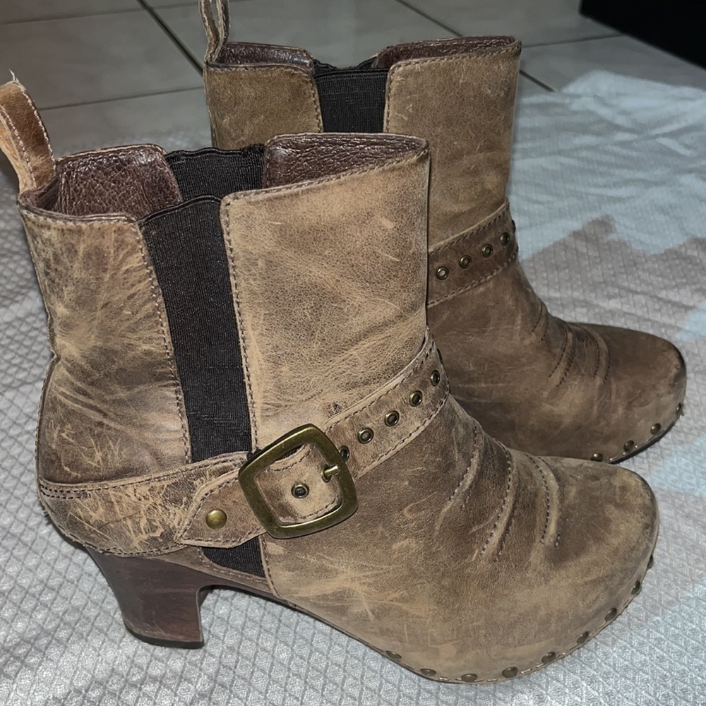 Dansko Reegan Leather Moto Ankle Boot Clogs Size 37 6.5-7 - Picture 1 of 11